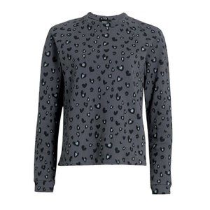 Monrow Heart Leopard Print Sweatshirt XS